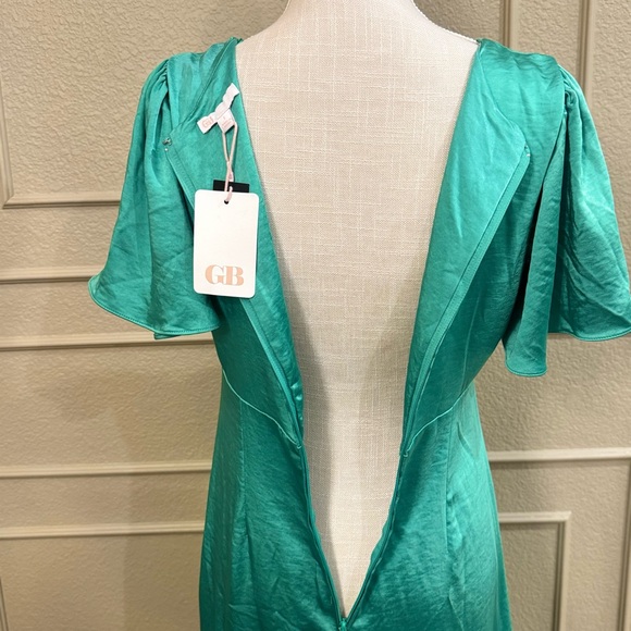 GIANNI BINI Women’s Green Midi Dress with Short Ruffled Sleeves. Size L - Picture 8 of 8